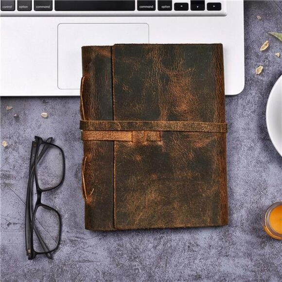 Leather Journal Notebook Genuine Leather Writing Notebook Lined Paper Travel Dia - Picture 5 of 7